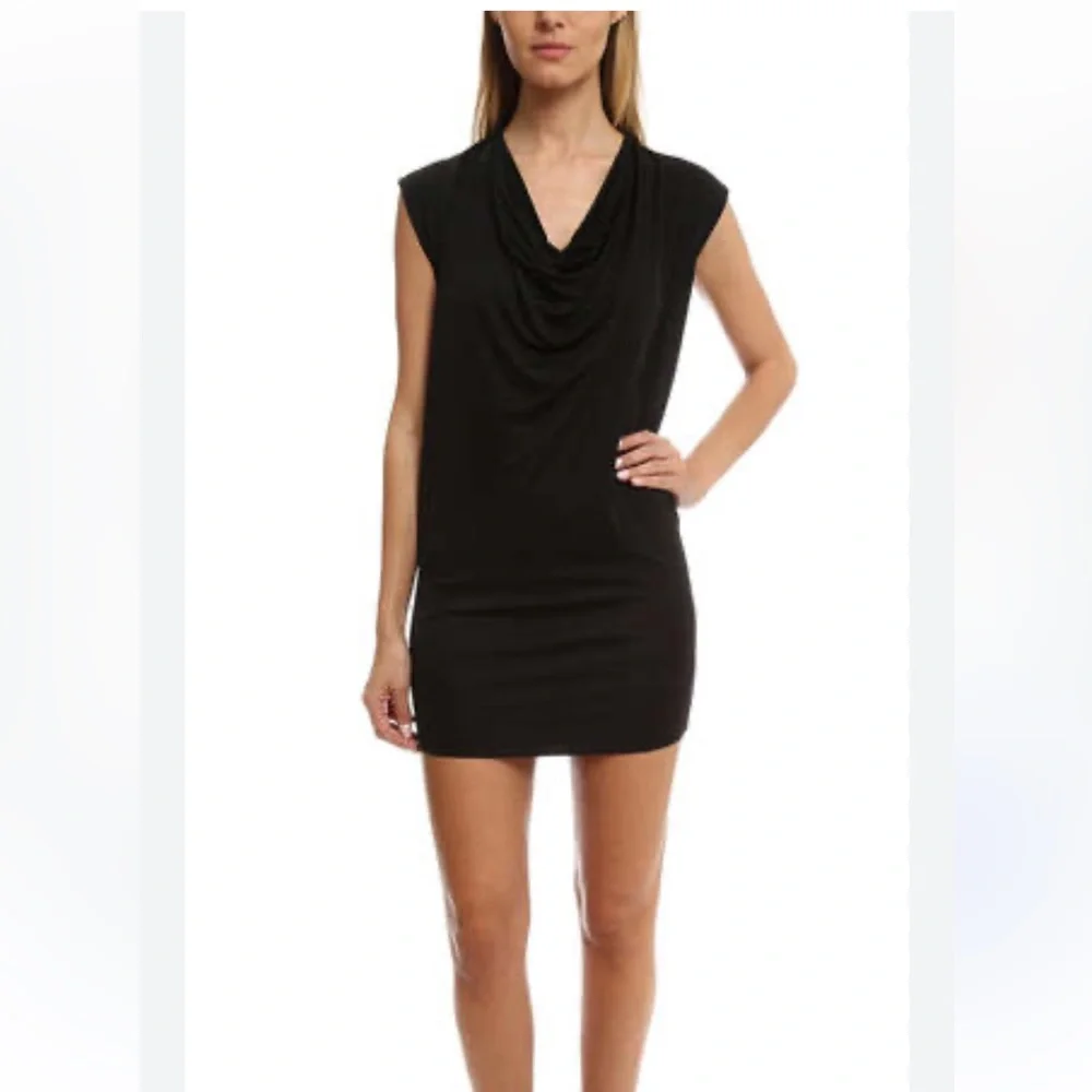 IRO Carrie Black Drape Front Sleeveless Club Party Mini Dress Except Cond Med